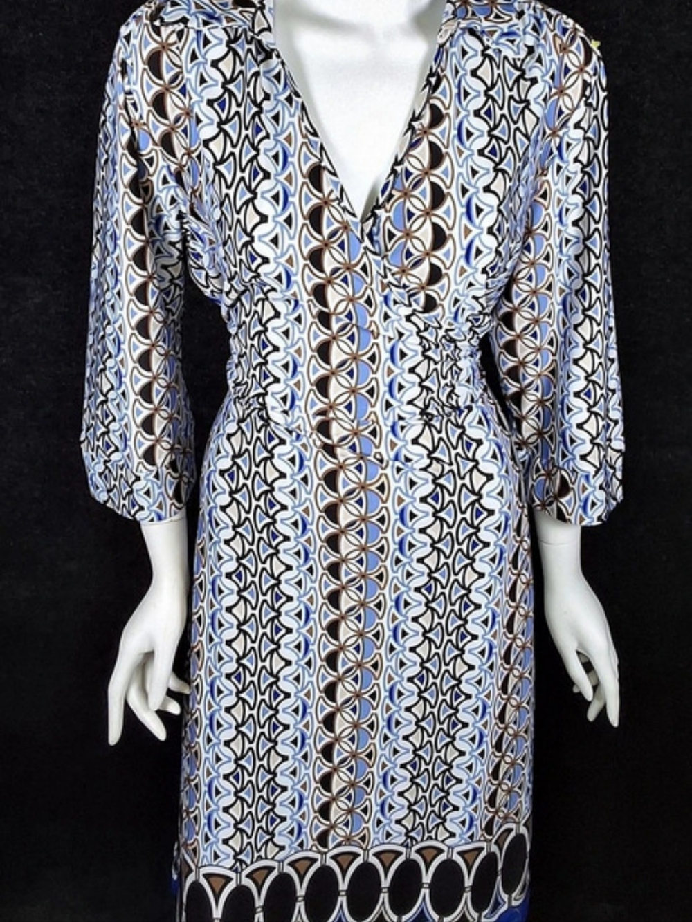 Lane Bryant Pinwheel Geometric Print Wrap Style Dress Midi Dress Blue & White